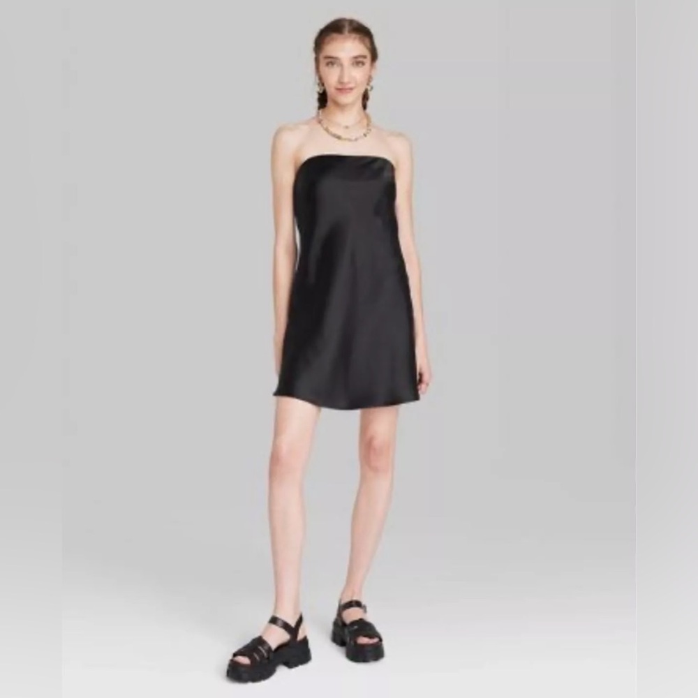 Wild Fable - Black Satin Tube Dress